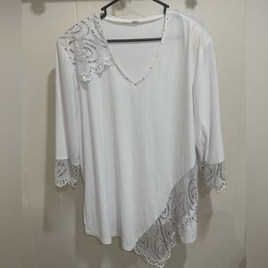 White Embellished Women's Top size 60/5x